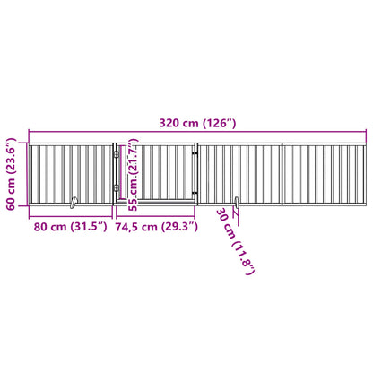 Dog Gate with Door Foldable 4 Panels Black 320 cm Poplar Wood
