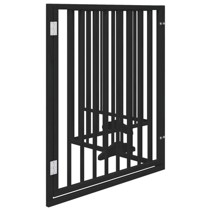 Dog Gate with Door Foldable 4 Panels Black 320 cm Poplar Wood