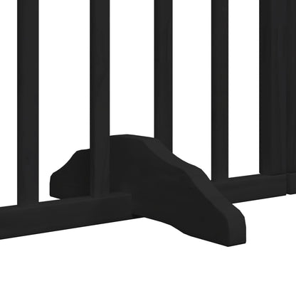 Dog Gate with Door Foldable 4 Panels Black 320 cm Poplar Wood