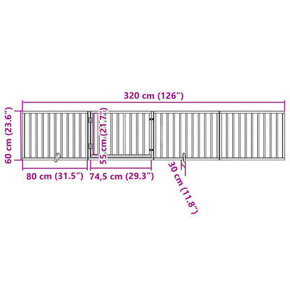 Dog Gate with Door Foldable 4 Panels Brown 320 cm Poplar Wood