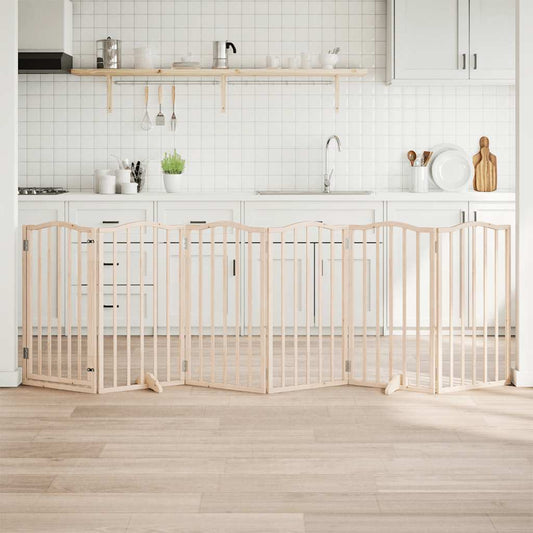 Dog Gate with Door Foldable 6 Panels 300 cm Poplar Wood