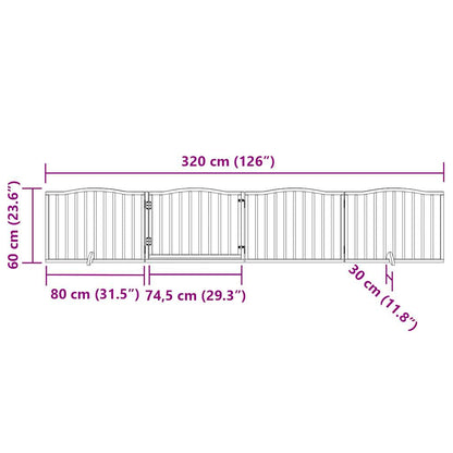 Dog Gate with Door Foldable 4 Panels 320 cm Poplar Wood