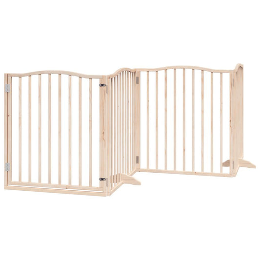 Dog Gate with Door Foldable 4 Panels 320 cm Poplar Wood