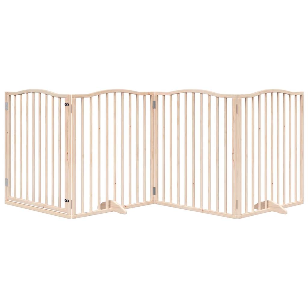 Dog Gate with Door Foldable 4 Panels 320 cm Poplar Wood