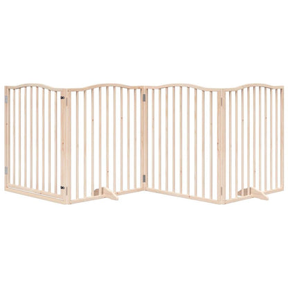 Dog Gate with Door Foldable 4 Panels 320 cm Poplar Wood