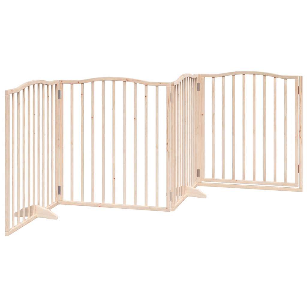 Dog Gate with Door Foldable 4 Panels 320 cm Poplar Wood