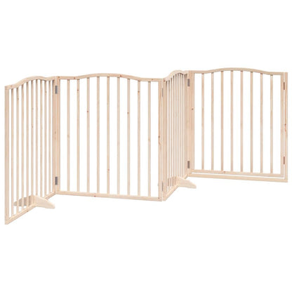 Dog Gate with Door Foldable 4 Panels 320 cm Poplar Wood