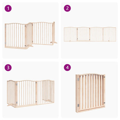 Dog Gate with Door Foldable 4 Panels 320 cm Poplar Wood