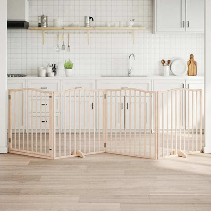 Dog Gate with Door Foldable 4 Panels 320 cm Poplar Wood