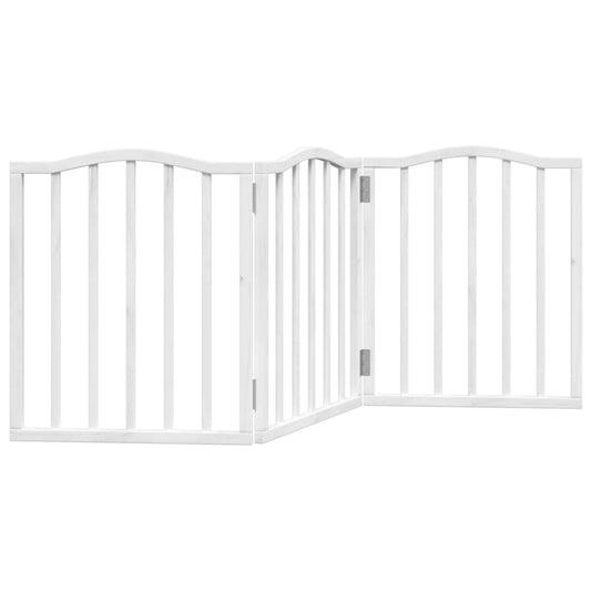 Dog Gate Foldable 3 Panels White 150 cm Poplar Wood