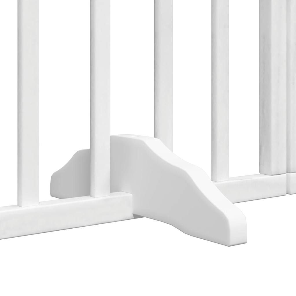 Dog Gate with Door Foldable 6 Panels White 300 cm Poplar Wood