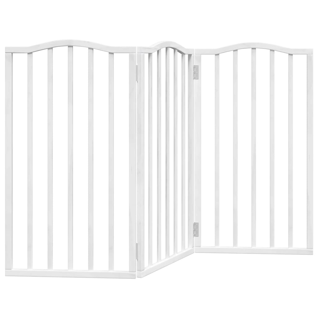 Dog Gate Foldable 3 Panels White 150 cm Poplar Wood