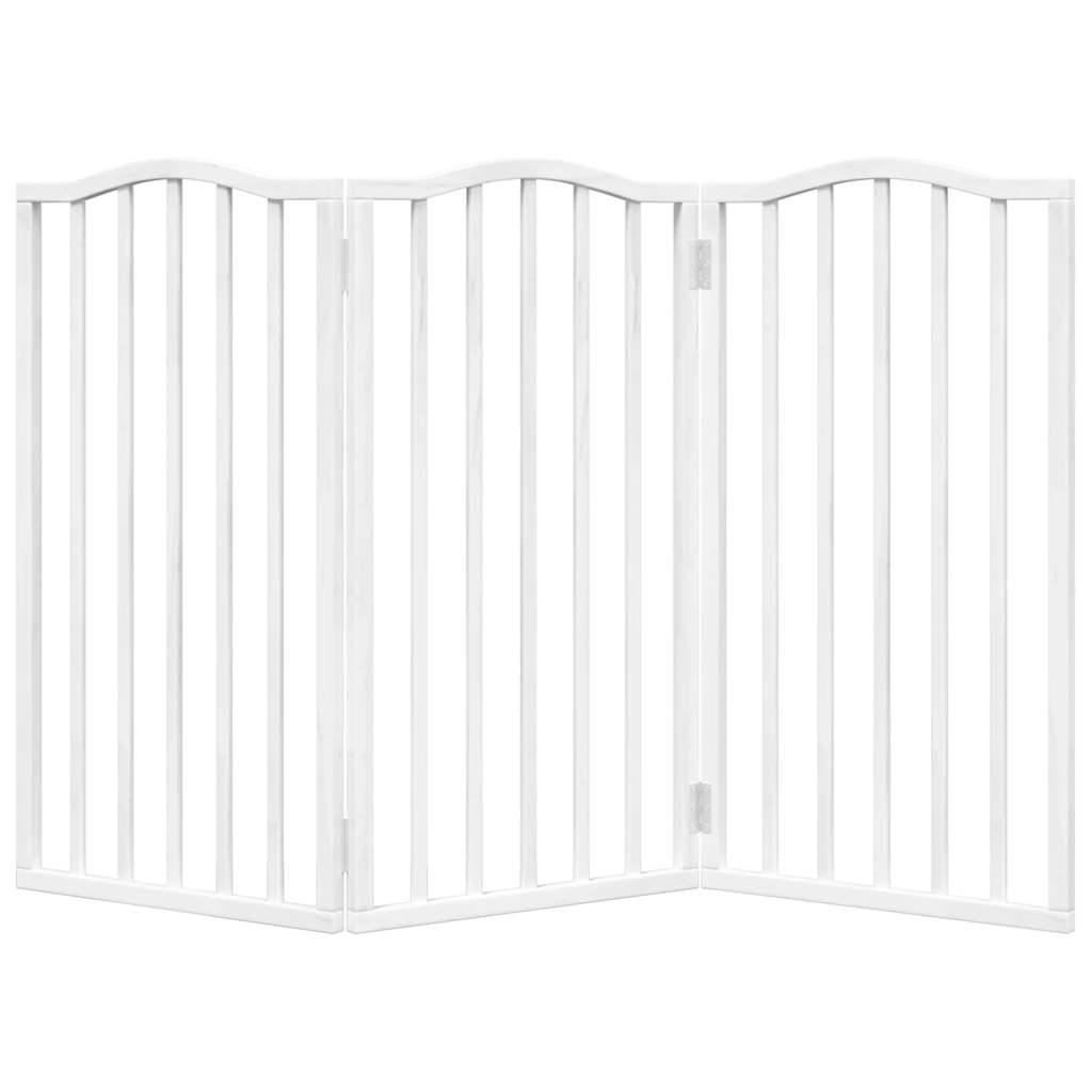 Dog Gate Foldable 3 Panels White 150 cm Poplar Wood