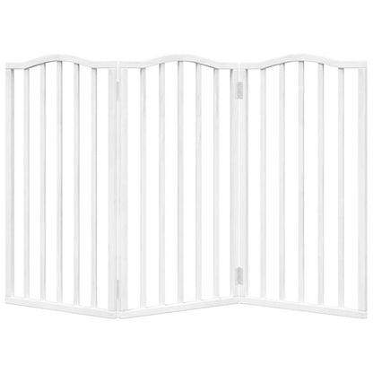 Dog Gate Foldable 3 Panels White 150 cm Poplar Wood