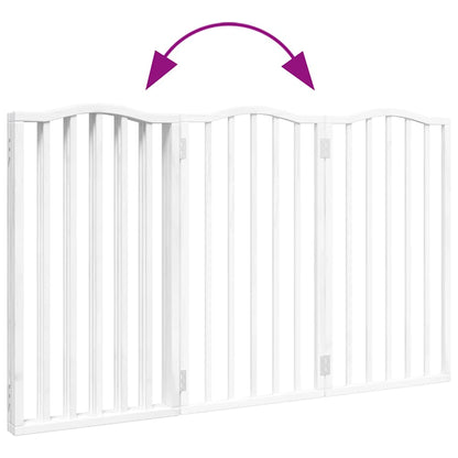 Dog Gate Foldable 3 Panels White 150 cm Poplar Wood