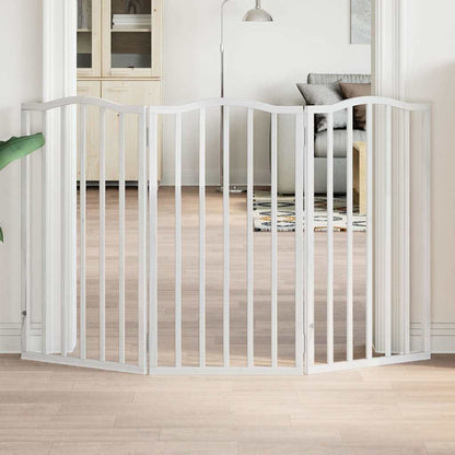 Dog Gate Foldable 3 Panels White 150 cm Poplar Wood