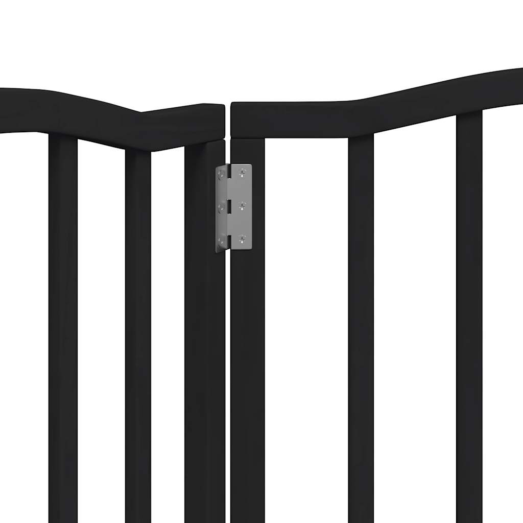 Dog Gate Foldable 3 Panels Black 150 cm Poplar Wood