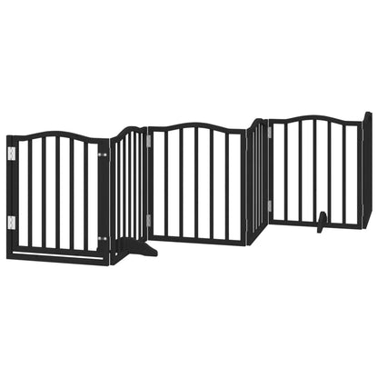 Dog Gate with Door Foldable 6 Panels Black 300 cm Poplar Wood
