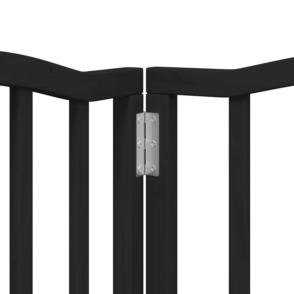 Dog Gate with Door Foldable 6 Panels Black 300 cm Poplar Wood
