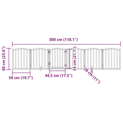 Dog Gate with Door Foldable 6 Panels Black 300 cm Poplar Wood