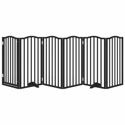 Dog Gate with Door Foldable 6 Panels Black 300 cm Poplar Wood