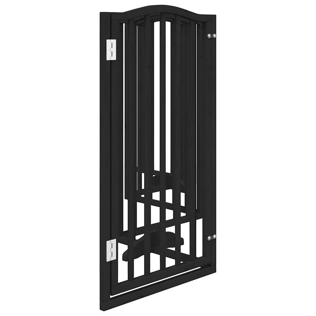 Dog Gate with Door Foldable 6 Panels Black 300 cm Poplar Wood