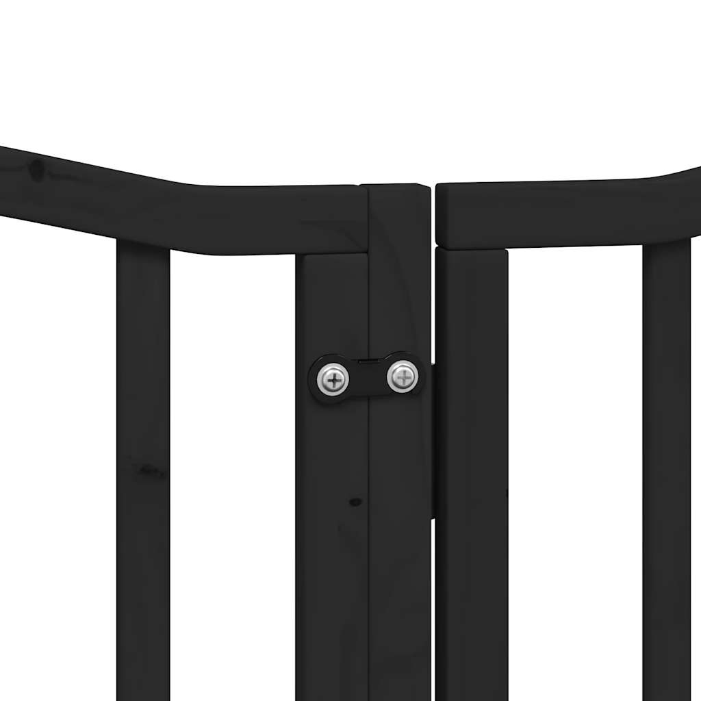 Dog Gate with Door Foldable 6 Panels Black 300 cm Poplar Wood