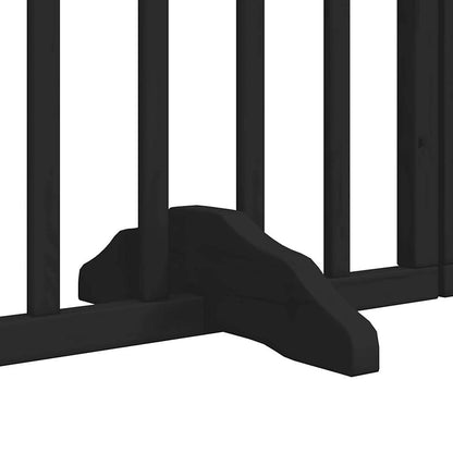 Dog Gate with Door Foldable 6 Panels Black 300 cm Poplar Wood