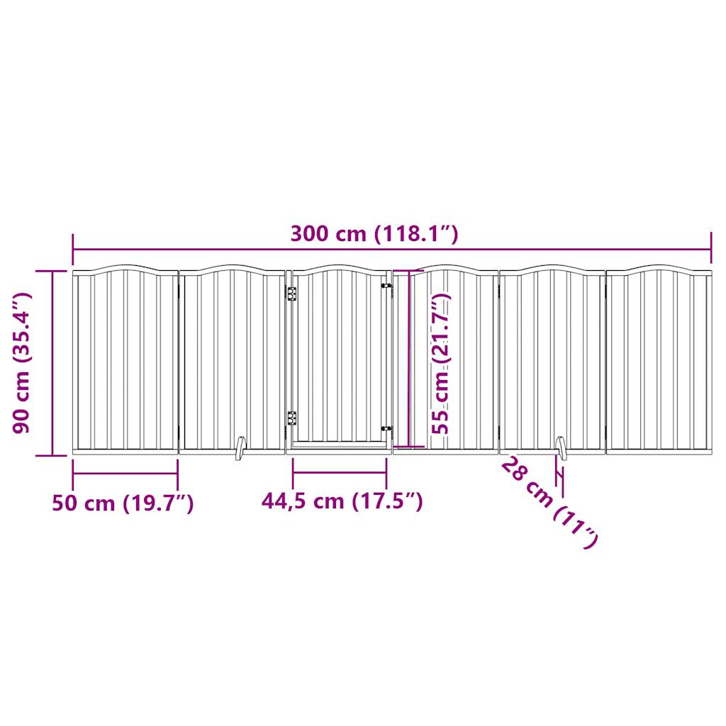 Dog Gate with Door Foldable 6 Panels Black 300 cm Poplar Wood