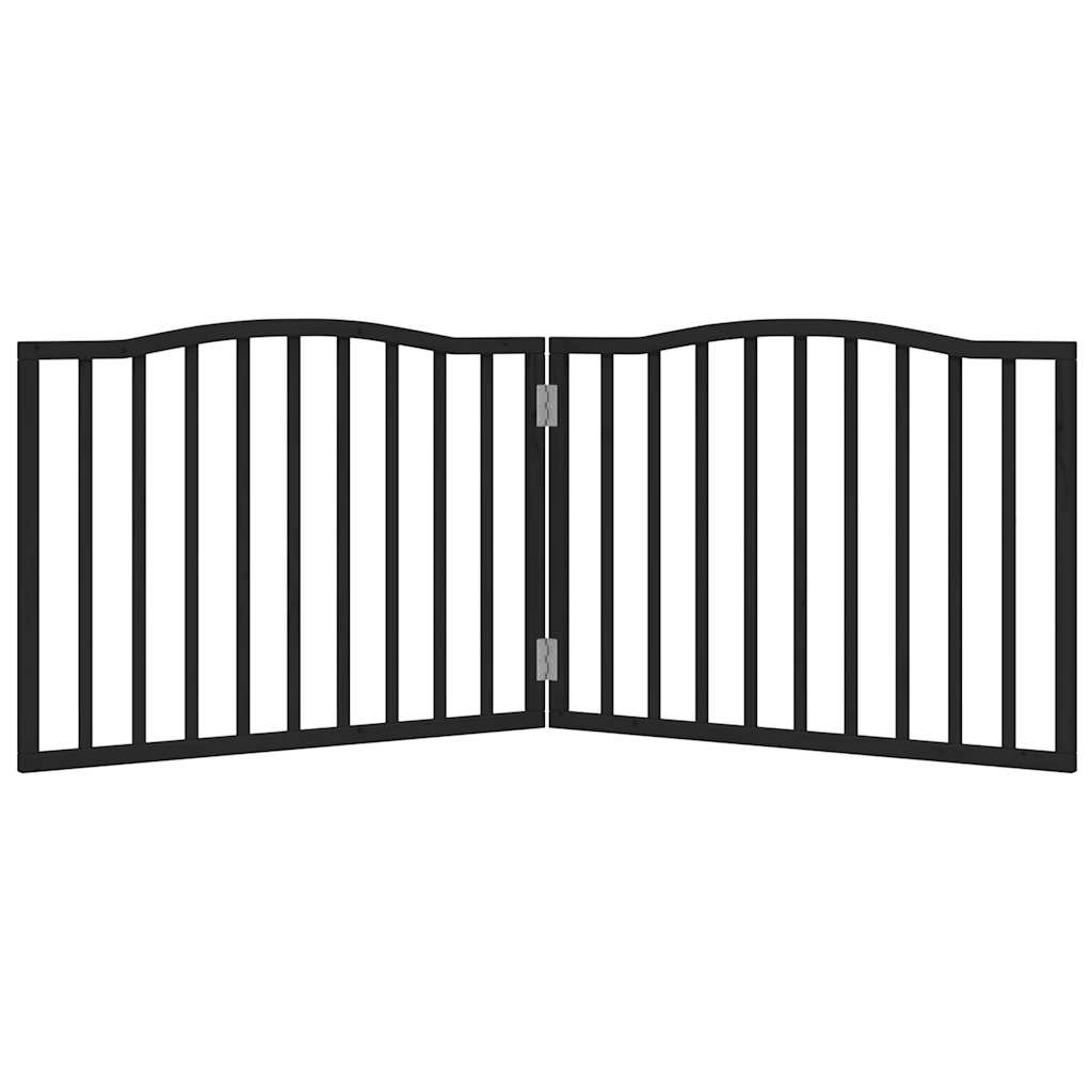 Dog Gate Foldable 2 Panels Black 160 cm Poplar Wood