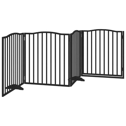 Dog Gate with Door Foldable 4 Panels Black 320 cm Poplar Wood
