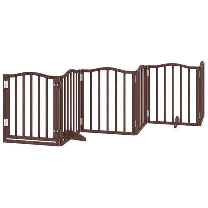 Dog Gate with Door Foldable 6 Panels Brown Oak 300 cm Poplar Wood