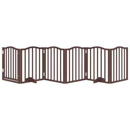 Dog Gate with Door Foldable 6 Panels Brown Oak 300 cm Poplar Wood