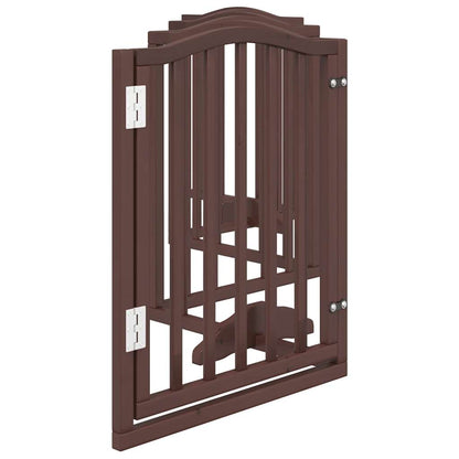 Dog Gate with Door Foldable 6 Panels Brown Oak 300 cm Poplar Wood