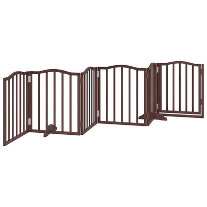 Dog Gate with Door Foldable 6 Panels Brown Oak 300 cm Poplar Wood
