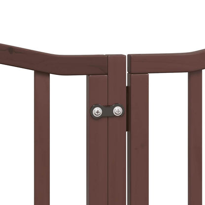 Dog Gate with Door Foldable 6 Panels Brown Oak 300 cm Poplar Wood