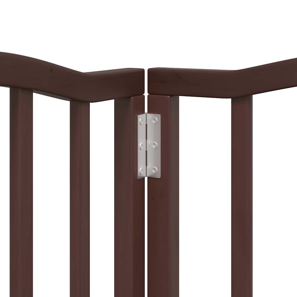 Dog Gate with Door Foldable 6 Panels Brown Oak 300 cm Poplar Wood