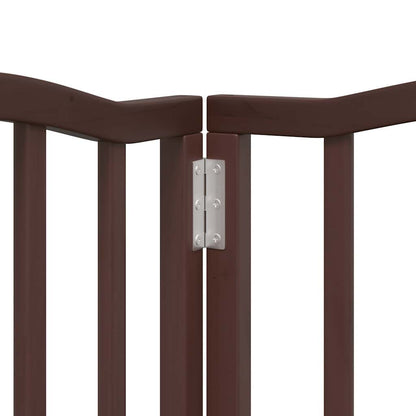 Dog Gate with Door Foldable 6 Panels Brown Oak 300 cm Poplar Wood