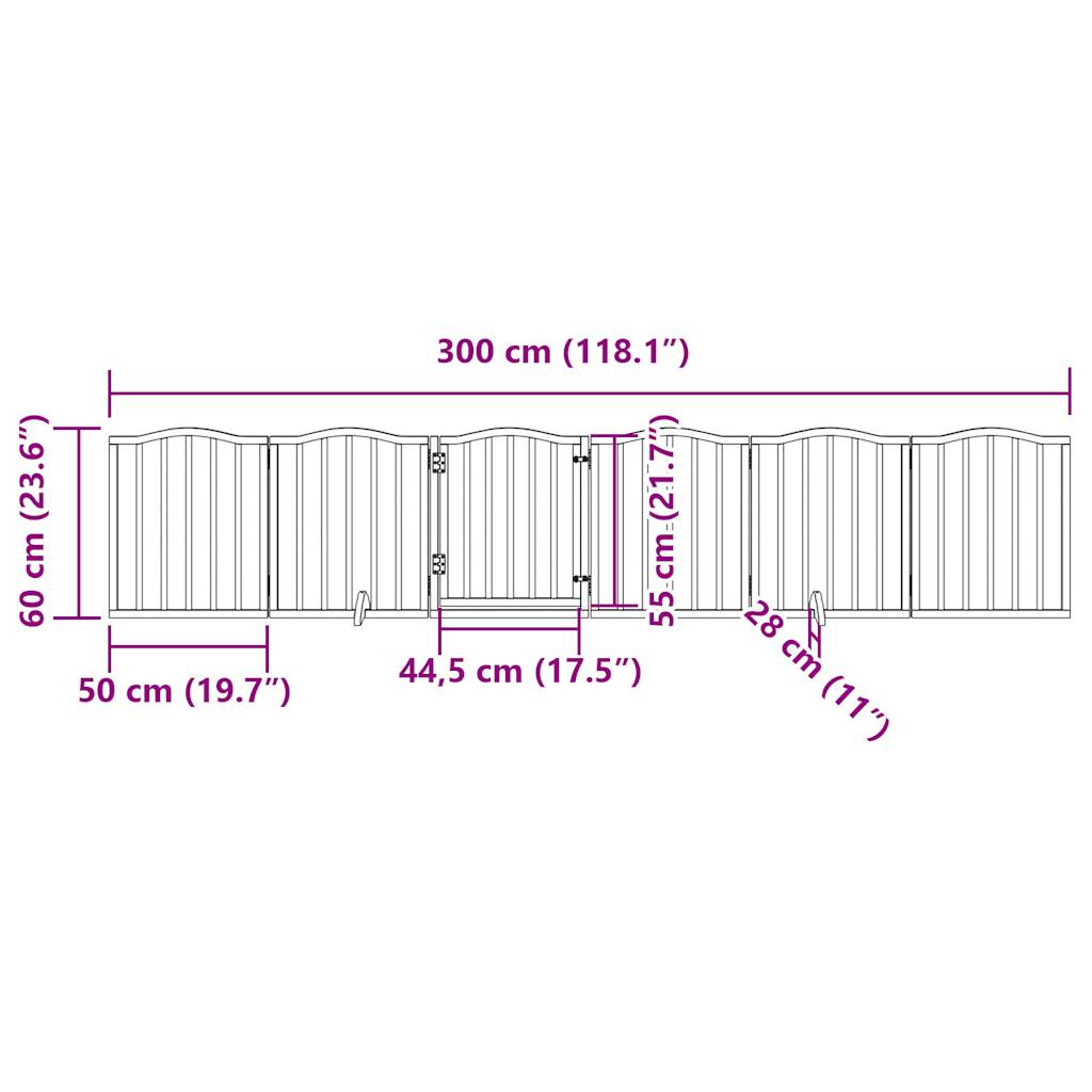 Dog Gate with Door Foldable 6 Panels Brown Oak 300 cm Poplar Wood