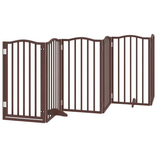 Dog Gate with Door Foldable 6 Panels Brown Oak 300 cm Poplar Wood
