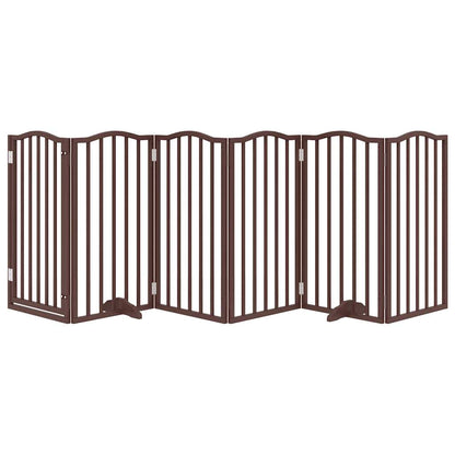 Dog Gate with Door Foldable 6 Panels Brown Oak 300 cm Poplar Wood