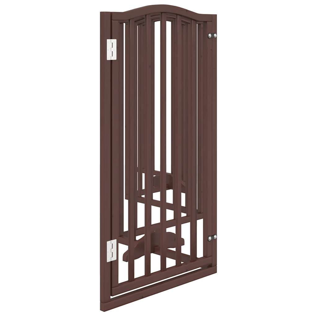 Dog Gate with Door Foldable 6 Panels Brown Oak 300 cm Poplar Wood