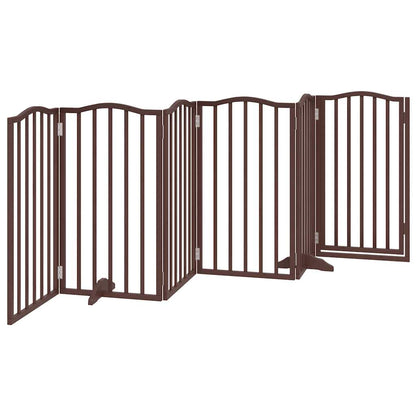 Dog Gate with Door Foldable 6 Panels Brown Oak 300 cm Poplar Wood