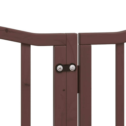 Dog Gate with Door Foldable 6 Panels Brown Oak 300 cm Poplar Wood