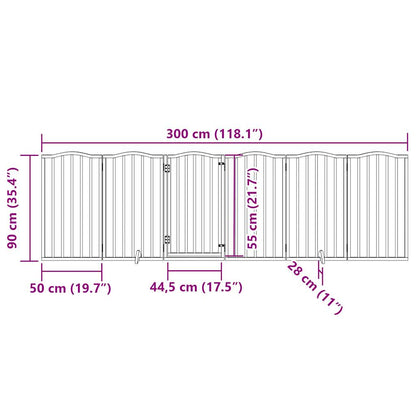 Dog Gate with Door Foldable 6 Panels Brown Oak 300 cm Poplar Wood