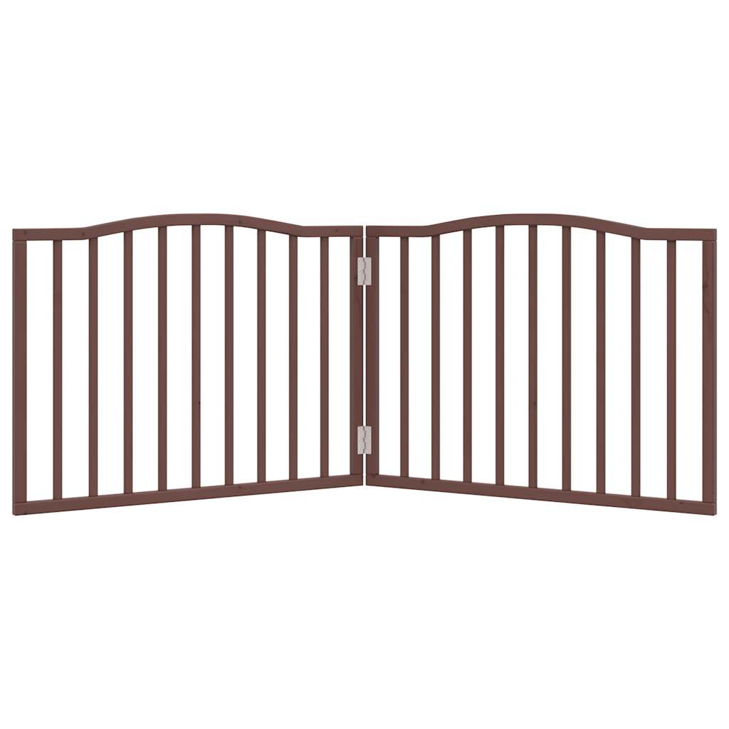 Dog Gate Foldable 2 Panels Brown Oak 160 cm Poplar Wood