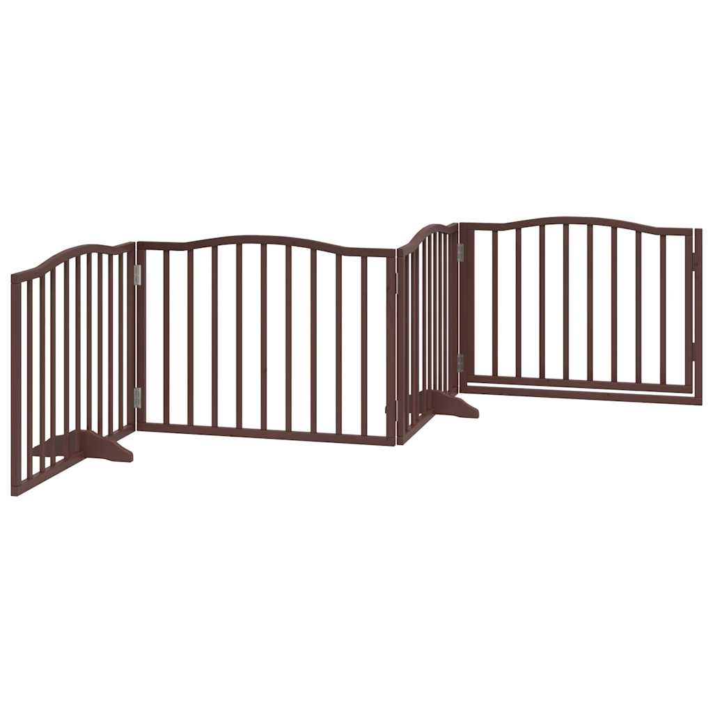 Dog Gate with Door Foldable 4 Panels Brown Oak 320 cm Poplar Wood