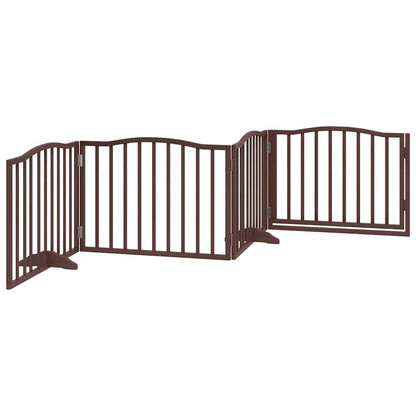 Dog Gate with Door Foldable 4 Panels Brown Oak 320 cm Poplar Wood