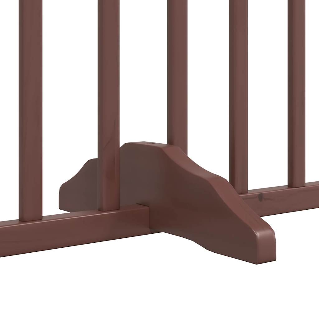 Dog Gate with Door Foldable 4 Panels Brown Oak 320 cm Poplar Wood