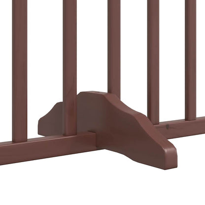 Dog Gate with Door Foldable 4 Panels Brown Oak 320 cm Poplar Wood
